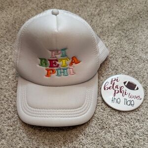 White Pi Beta Phi Cap with Colorful Embroidery & Bama Game Day Button